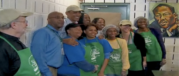 Obamas volunteer on MLK day