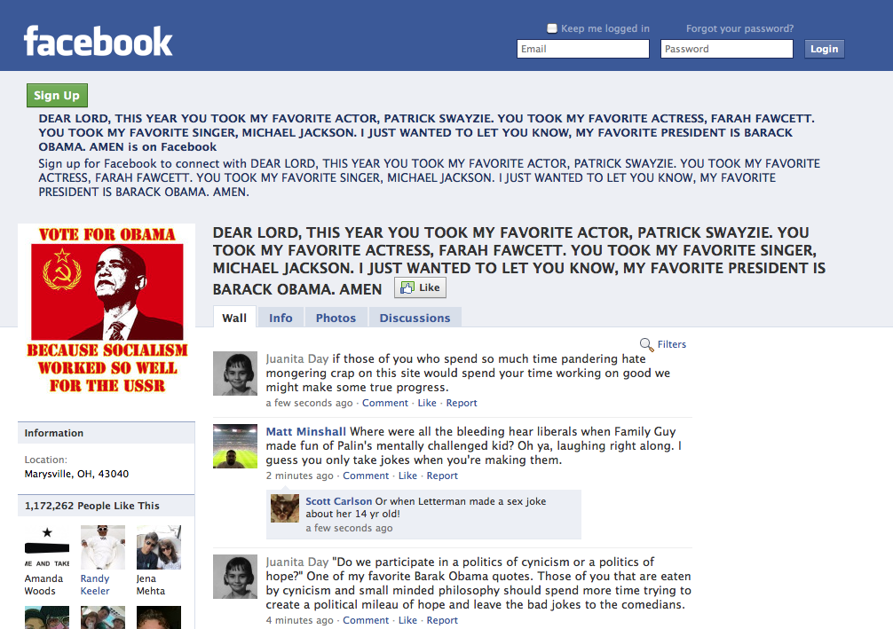 Facebook Group ‘Praying’ For President Obama’s Death Passes 1 Million Members