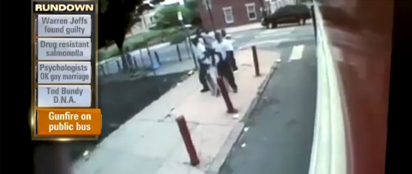Men Spray Bus With Gunfire (VIDEO)